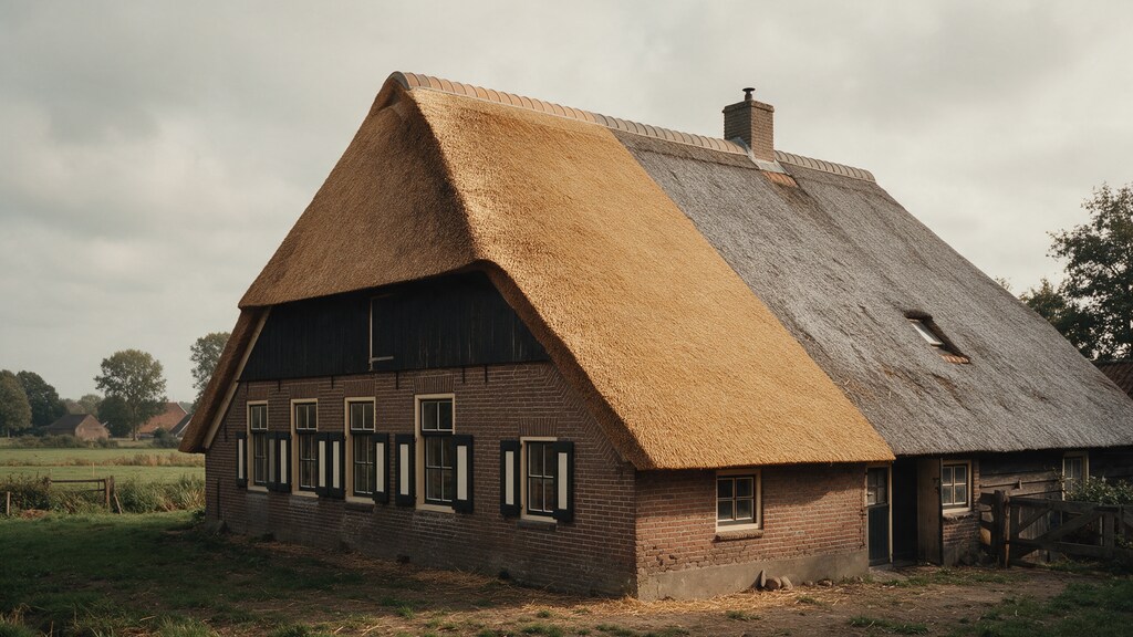 Rieten dak na het doordekken